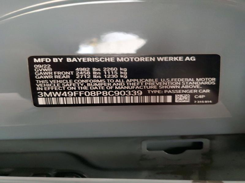 2023 Bmw M340xi მანქანა იყიდება აუქციონზე, vin: 3MW49FF08P8C90339, აუქციონის ნომერი: 51959796