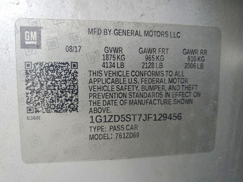 Продажа на аукционе авто 2018 Chevrolet Malibu, vin: 1G1ZD5ST7JF129456, номер лота: 49177806