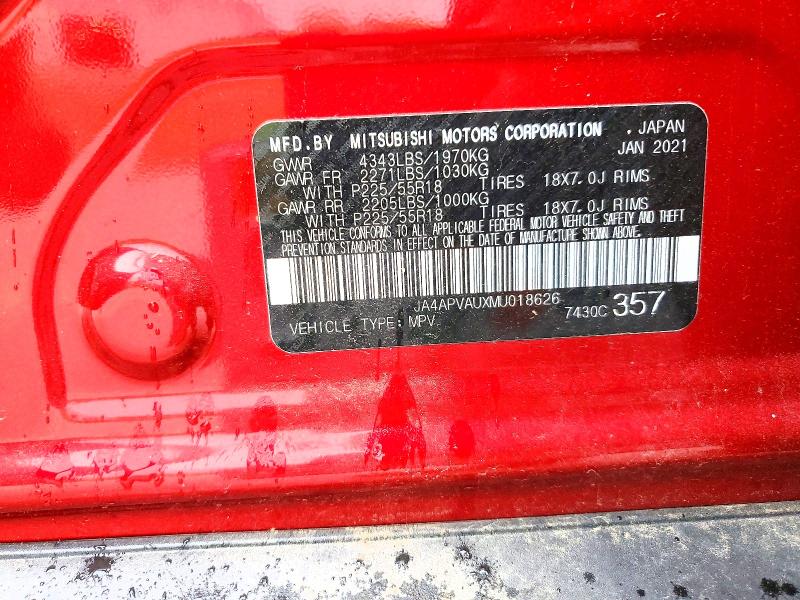 2021 Mitsubishi Outlander Sport მანქანა იყიდება აუქციონზე, vin: JA4APVAUXMU018626, აუქციონის ნომერი: 51502216