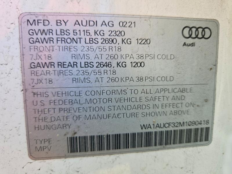Aukcja sprzedaży 2021 Audi Q3, vin: WA1AUCF32M1090418, numer aukcji: 49174976