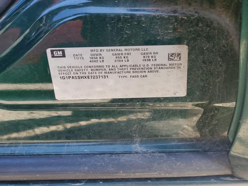 2014 Chevrolet Cruze მანქანა იყიდება აუქციონზე, vin: 1G1PA5SHXE7237131, აუქციონის ნომერი: 49464316