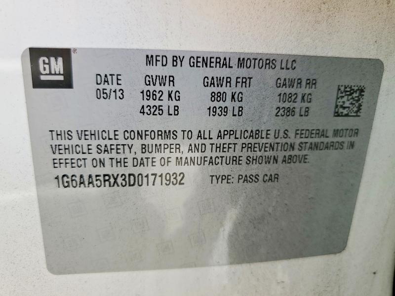 2013 Cadillac Ats მანქანა იყიდება აუქციონზე, vin: 1G6AA5RX3D0171932, აუქციონის ნომერი: 48807176