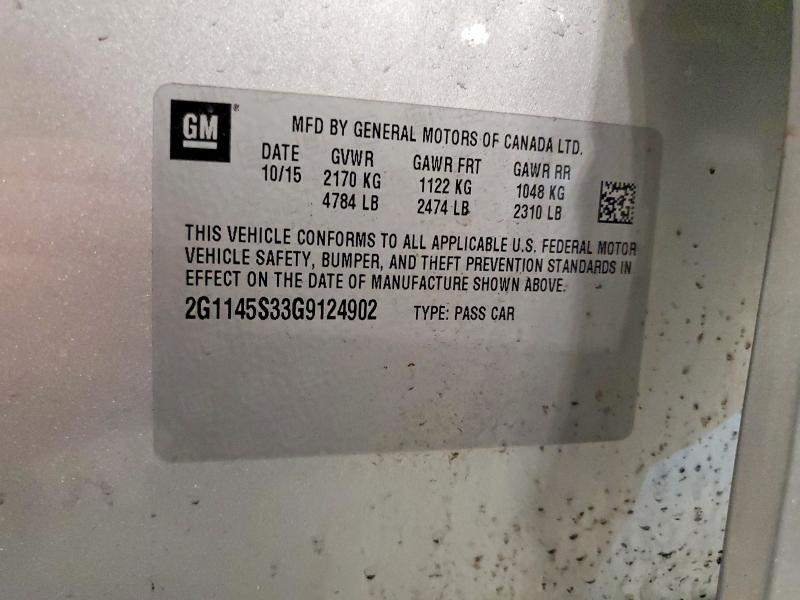 Aukcja sprzedaży 2016 Chevrolet Impala, vin: 2G1145S33G9124902, numer aukcji: 51188396