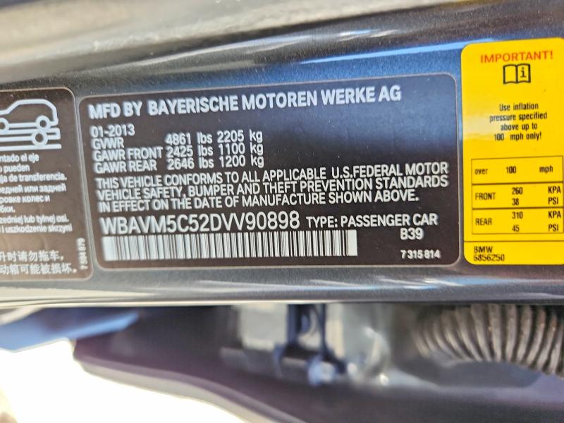 Продаж на аукціоні авто 2013 Bmw X1, vin: WBAVM5C52DVV90898, номер лоту: 49813176