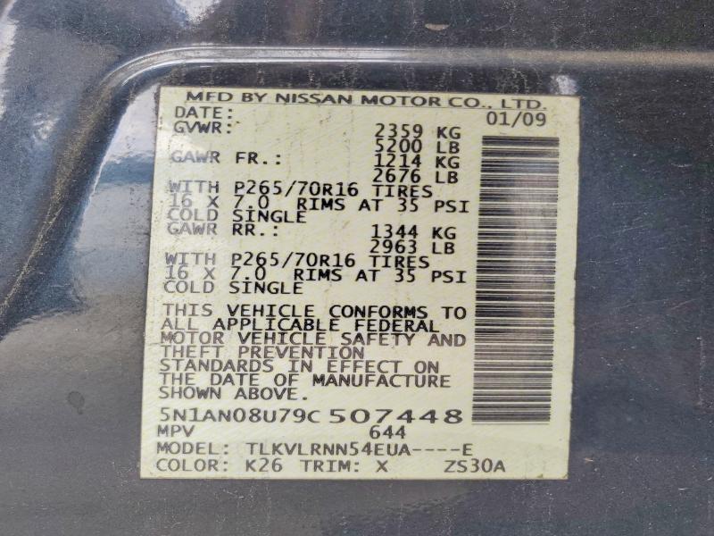 49050086 :رقم المزاد ، 5N1AN08U79C507448 vin ، 2009 Niss Xterra مزاد بيع