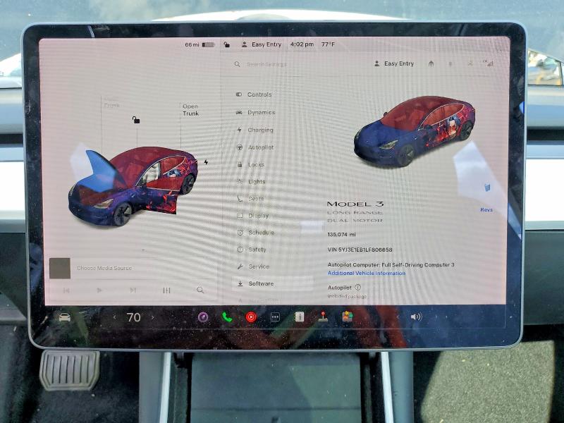 47611366 :رقم المزاد ، 5YJ3E1EB1LF806658 vin ، 2020 Tesla Model 3 مزاد بيع