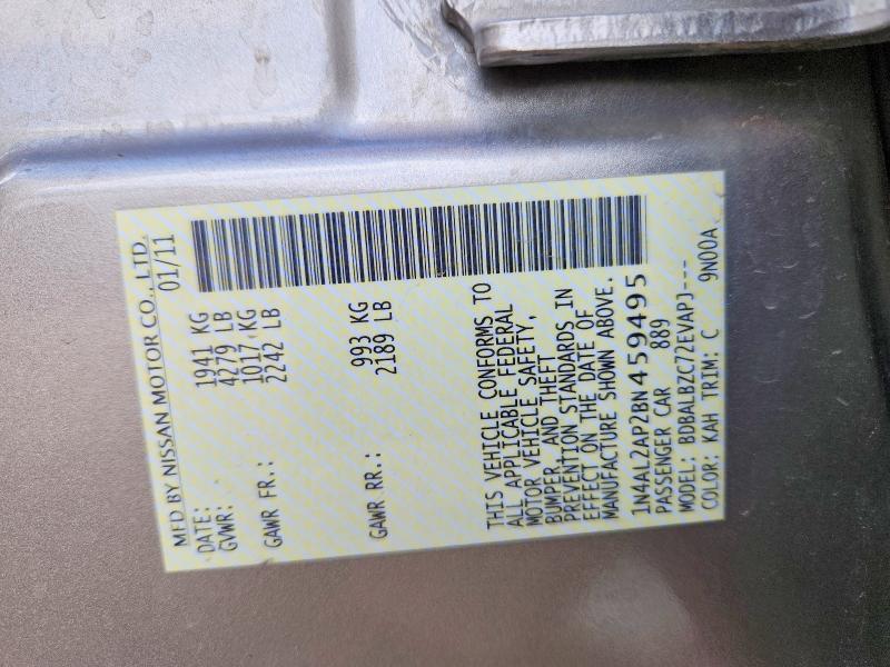 2011 Nissan Altima მანქანა იყიდება აუქციონზე, vin: 1N4AL2AP2BN459495, აუქციონის ნომერი: 49610076