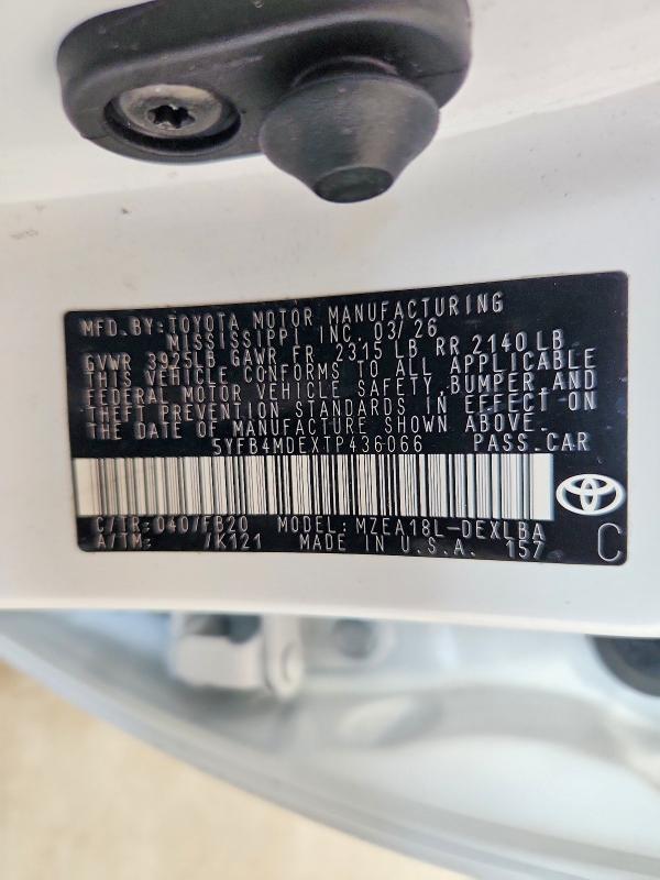 50789306 :رقم المزاد ، 5YFB4MDEXTP436066 vin ، 2026 Toyota Corolla مزاد بيع