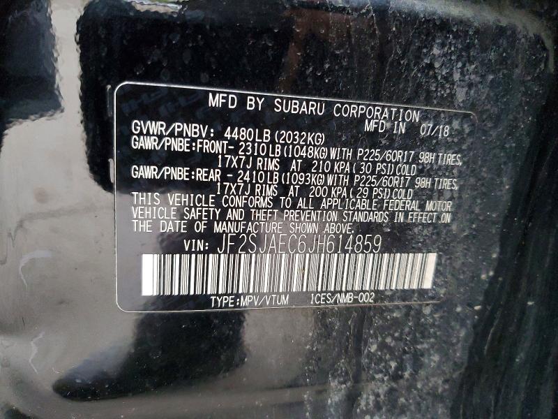 Aukcja sprzedaży 2018 Subaru Forester, vin: JF2SJAEC6JH614859, numer aukcji: 50975876