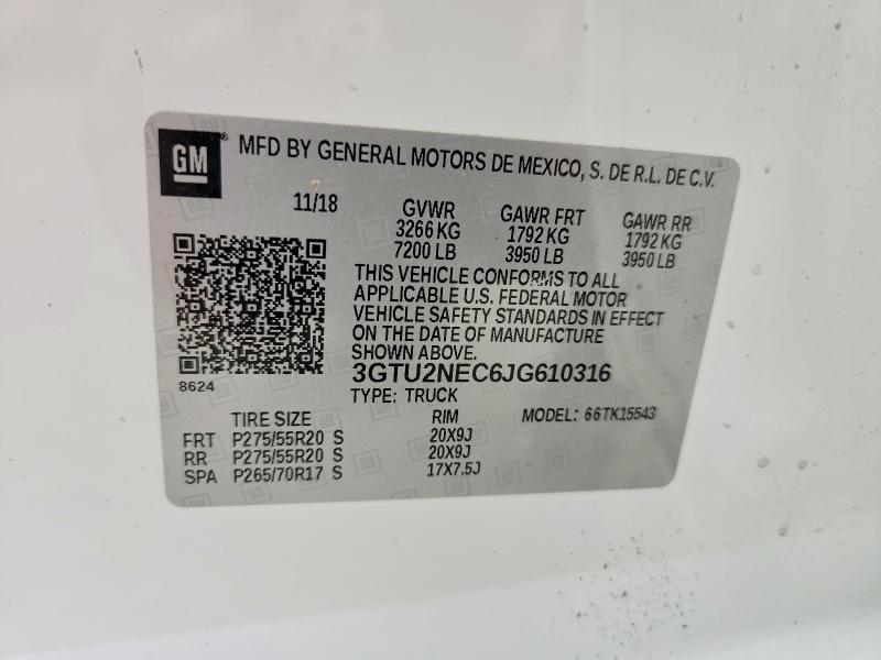 Продажа на аукционе авто 2018 Gmc Sierra, vin: 3GTU2NEC6JG610316, номер лота: 51593976