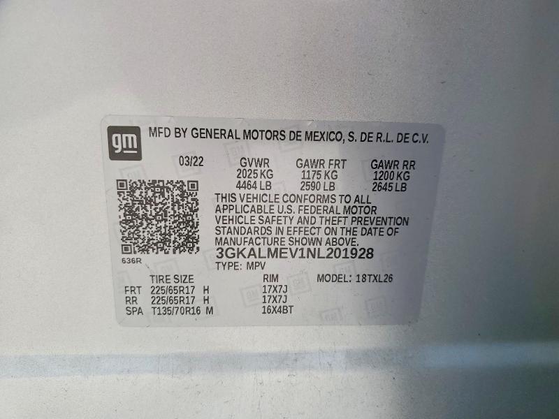 2022 Gmc Terrain მანქანა იყიდება აუქციონზე, vin: 3GKALMEV1NL201928, აუქციონის ნომერი: 51065506