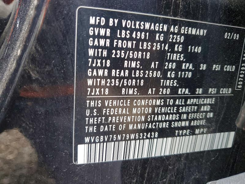 Aukcja sprzedaży 2009 Volkswagen Tiguan, vin: WVGBV75N79W532438, numer aukcji: 51322316