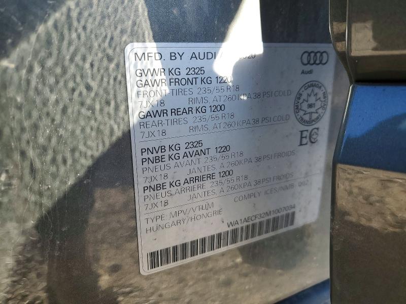Продажа на аукционе авто 2021 Audi Q3, vin: WA1AECF32M1007034, номер лота: 51027686