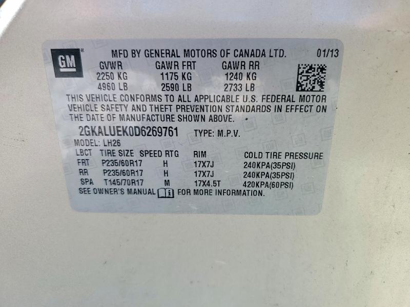 2013 Gmc Terrain მანქანა იყიდება აუქციონზე, vin: 2GKALUEK0D6269761, აუქციონის ნომერი: 50274526