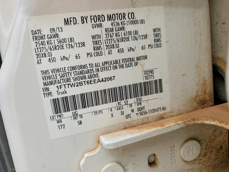 2014 Ford F250 მანქანა იყიდება აუქციონზე, vin: 1FT7W2BT6EEA42067, აუქციონის ნომერი: 50938166