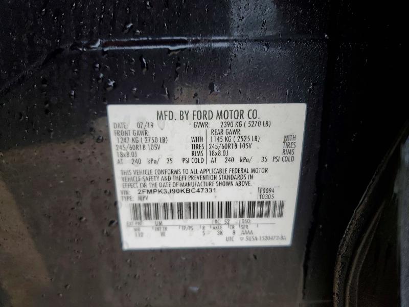 Aukcja sprzedaży 2019 Ford Edge, vin: 2FMPK3J90KBC47331, numer aukcji: 50671586