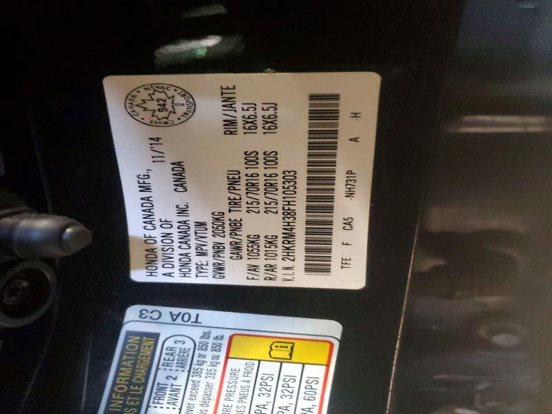 50404296 :رقم المزاد ، 2HKRM4H38FH105303 vin ، 2015 Honda Cr-v مزاد بيع