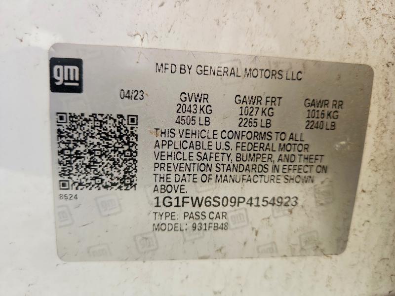 51086876 :رقم المزاد ، 1G1FW6S09P4154923 vin ، 2023 Chevrolet Bolt Ev مزاد بيع