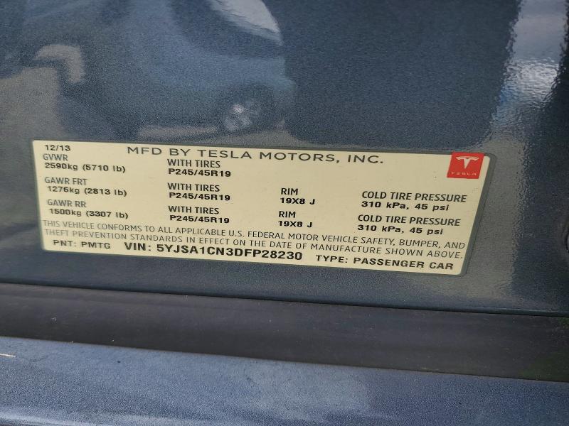 2013 Tesla Model S მანქანა იყიდება აუქციონზე, vin: 5YJSA1CN3DFP28230, აუქციონის ნომერი: 49605876