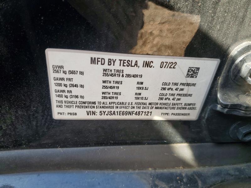 Aukcja sprzedaży 2022 Tesla Model S, vin: 5YJSA1E69NF487121, numer aukcji: 45936316