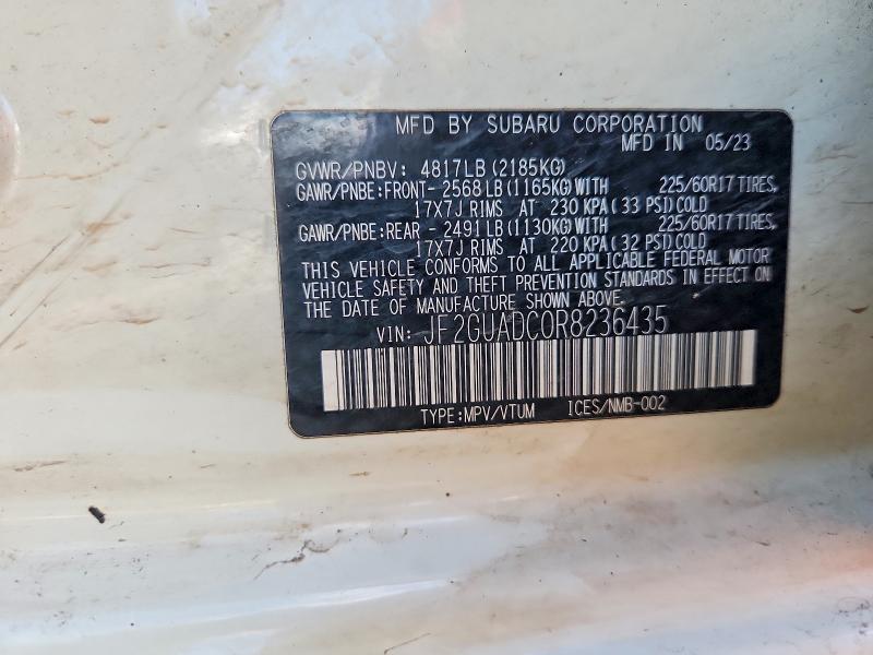 Aukcja sprzedaży 2024 Subaru Crosstrek, vin: JF2GUADC0R8236435, numer aukcji: 50187066