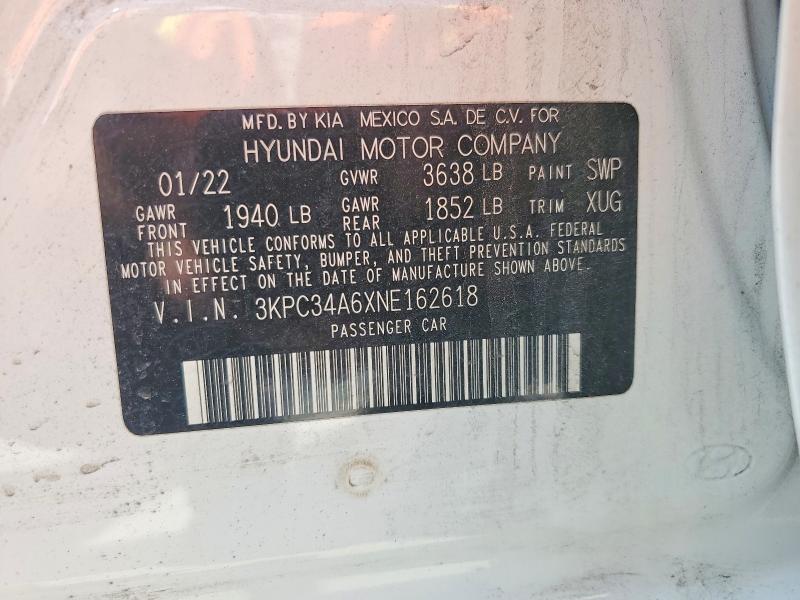 Aukcja sprzedaży 2022 Hyundai Accent, vin: 3KPC34A6XNE162618, numer aukcji: 49803836