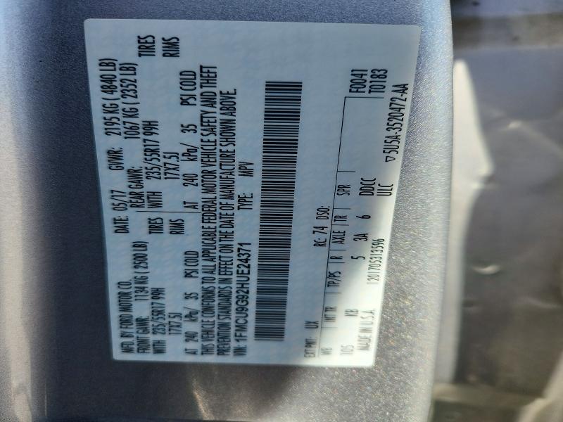 Aukcja sprzedaży 2017 Ford Escape, vin: 1FMCU9G92HUE24371, numer aukcji: 50453136