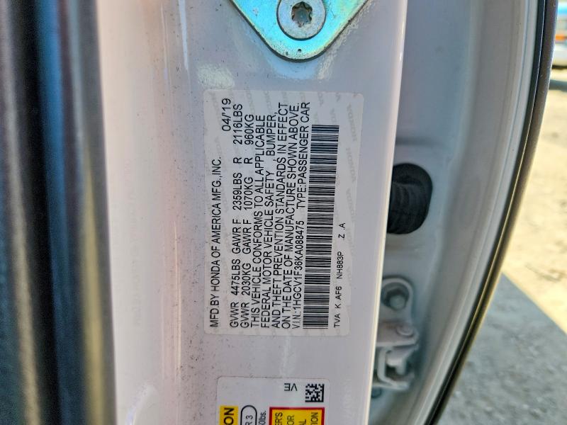 Aukcja sprzedaży 2019 Honda Accord, vin: 1HGCV1F36KA088475, numer aukcji: 50485696