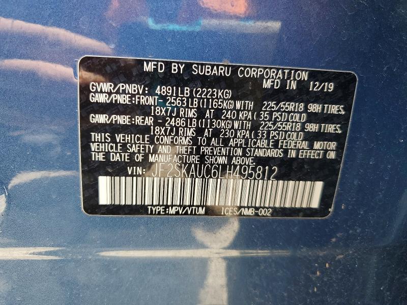 Aukcja sprzedaży 2020 Subaru Forester, vin: JF2SKAUC6LH495812, numer aukcji: 48633066