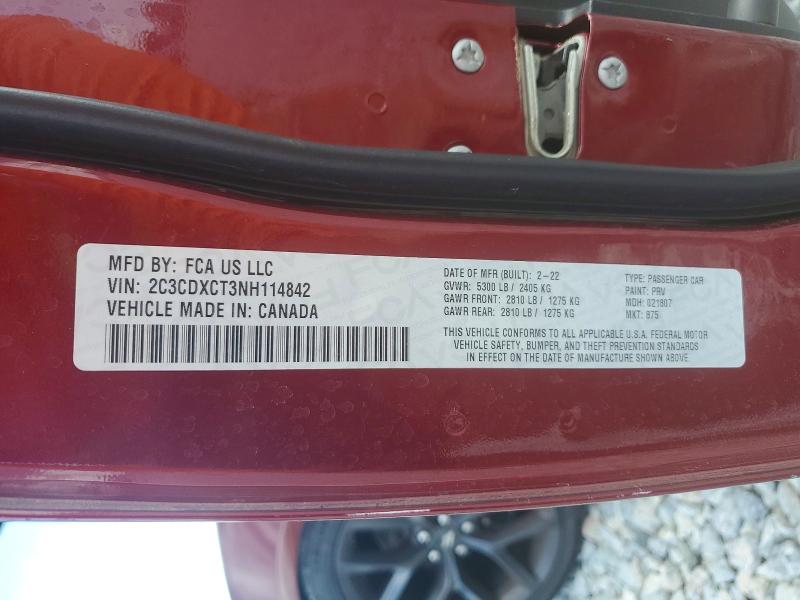 2022 Dodge Charger მანქანა იყიდება აუქციონზე, vin: 2C3CDXCT3NH114842, აუქციონის ნომერი: 49461406