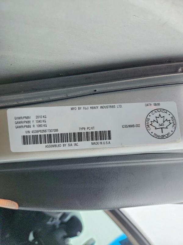 Aukcja sprzedaży 2007 Subaru Legacy, vin: 4S3BP626877307006, numer aukcji: 48409306