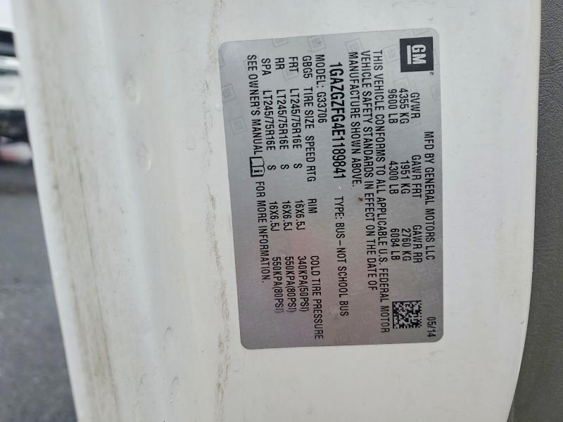 Aukcja sprzedaży 2014 Chevrolet Express G3500, vin: 1GAZGZFG4E1189841, numer aukcji: 49642976