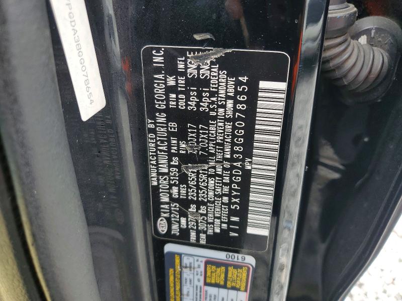Aukcja sprzedaży 2016 Kia Sorento, vin: 5XYPGDA38GG078654, numer aukcji: 50900366