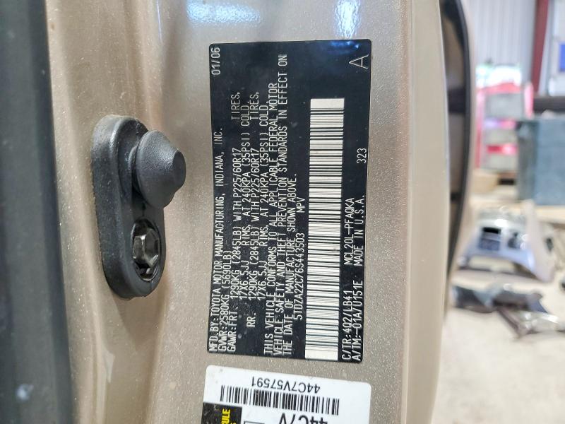 Aukcja sprzedaży 2006 Toyota Sienna, vin: 5TDZA22C76S443503, numer aukcji: 49607986