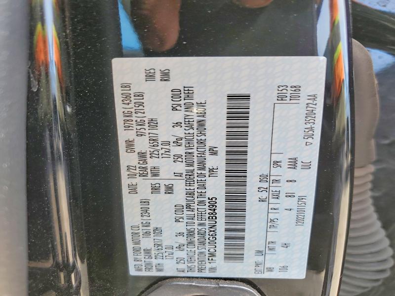 48937586 :رقم المزاد ، 1FMCU0G6XNUB84905 vin ، 2022 Ford Escape مزاد بيع