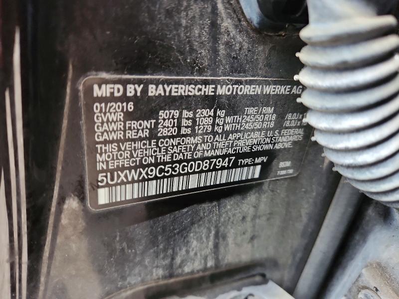 Auction sale of the 2016 Bmw X3, vin: 5UXWX9C53G0D87947, lot number: 48537676