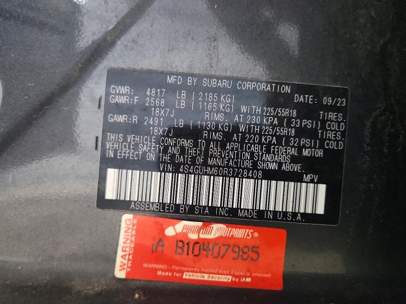Aukcja sprzedaży 2024 Subaru Crosstrek, vin: 4S4GUHM60R3728408, numer aukcji: 51612796