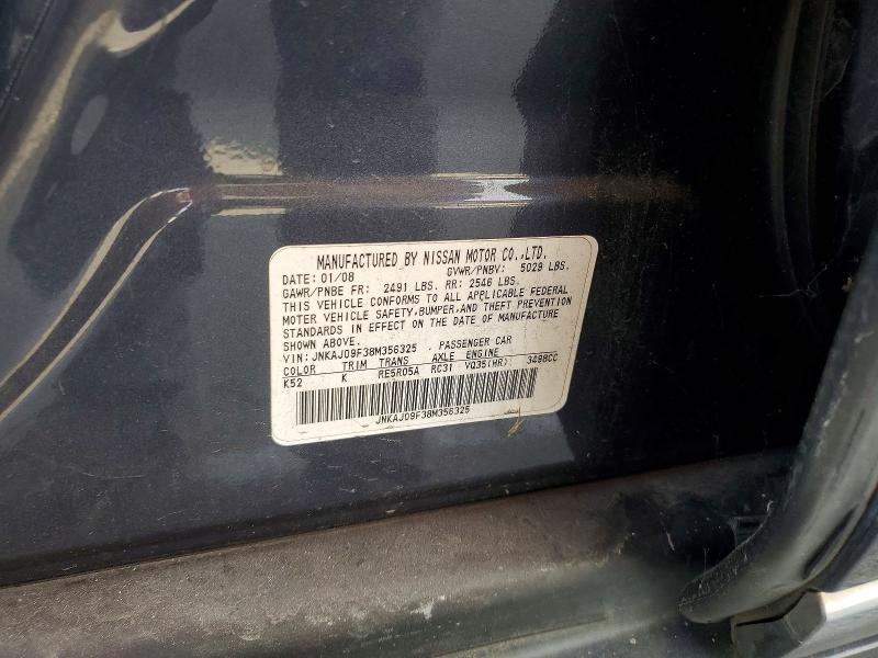48452736 :رقم المزاد ، JNKAJ09F38M356325 vin ، 2008 Infiniti Ex35 مزاد بيع