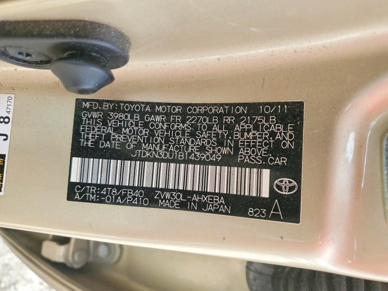 51871196 :رقم المزاد ، JTDKN3DU1B1439049 vin ، 2011 Toyota Prius مزاد بيع