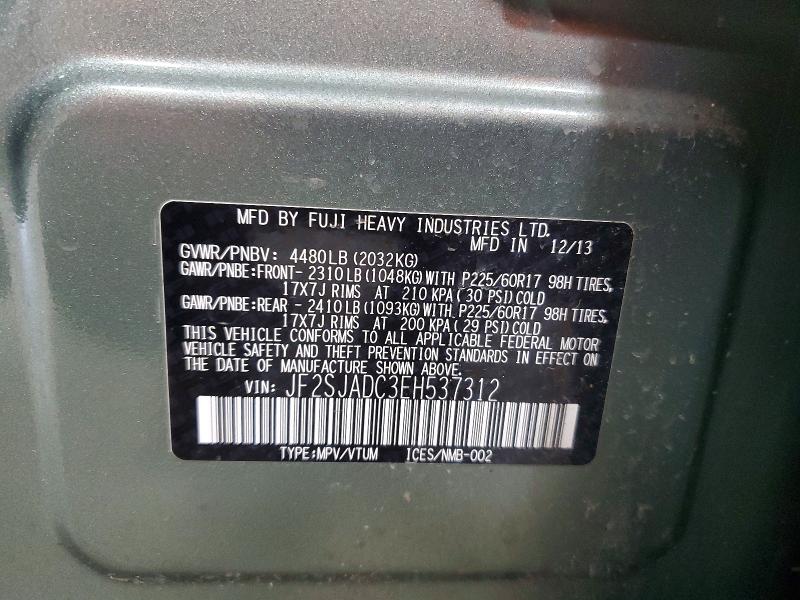 49375156 :رقم المزاد ، JF2SJADC3EH537312 vin ، 2014 Subaru Forester مزاد بيع