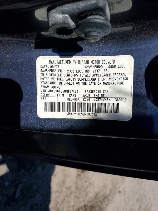Aukcja sprzedaży 2008 Infiniti G37, vin: JNKCV64E58M107474, numer aukcji: 49016426