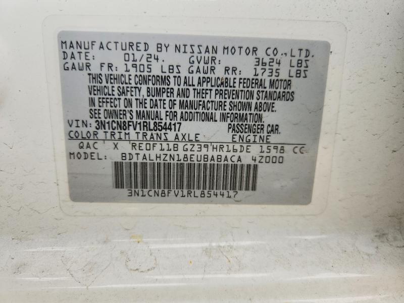 Продажа на аукционе авто 2024 Nissan Versa, vin: 3N1CN8FV1RL854417, номер лота: 51343366