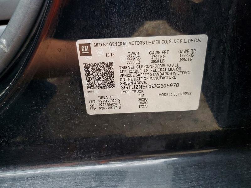 Aukcja sprzedaży 2018 Gmc Sierra, vin: 3GTU2NEC5JG605978, numer aukcji: 48314116