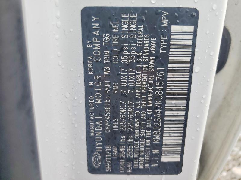 48600386 :رقم المزاد ، KM8J23A47KU845761 vin ، 2019 Hyundai Tucson مزاد بيع