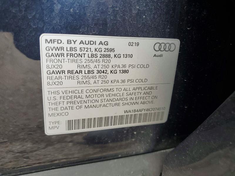 Продаж на аукціоні авто 2019 Audi Sq5, vin: WA1B4AFY4K2074510, номер лоту: 49633986