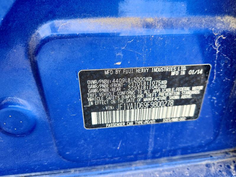 Aukcja sprzedaży 2015 Subaru Wrx, vin: JF1VA1D69F9800278, numer aukcji: 50629246