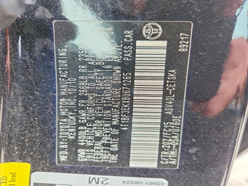 50752706 :رقم المزاد ، 4T1BF3EKXBU671265 vin ، 2011 Toyota Camry مزاد بيع