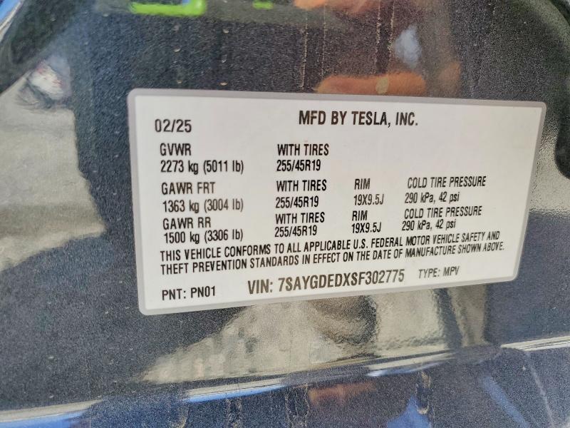 Продажа на аукционе авто 2025 Tesla Model Y, vin: 7SAYGDEDXSF302775, номер лота: 48677796