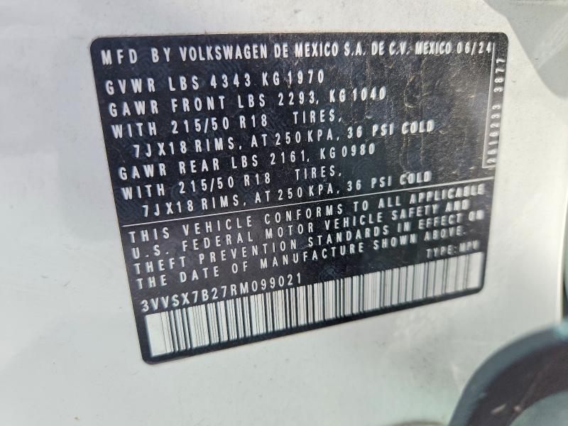 Aukcja sprzedaży 2024 Volkswagen Taos, vin: 3VVSX7B27RM099021, numer aukcji: 51476576