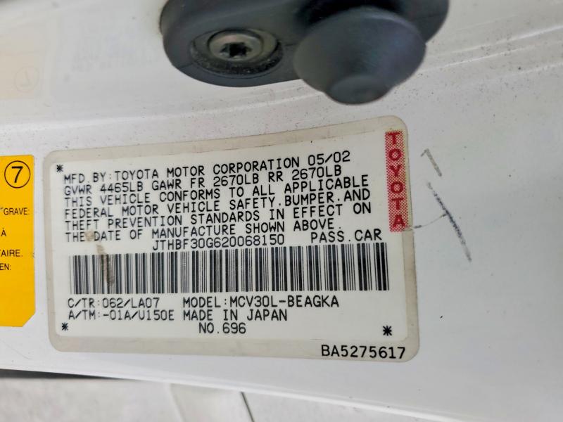 Продажа на аукционе авто 2002 Lexus Es, vin: JTHBF30G620068150, номер лота: 49478046